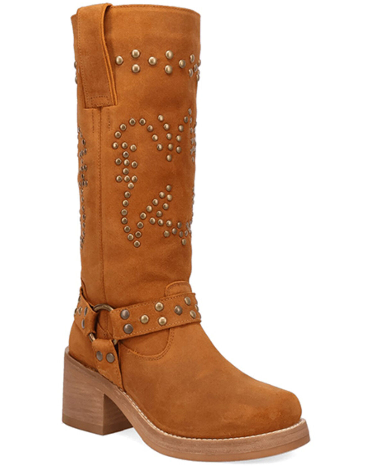 Image #1 - Dingo Women's Troubadour Studded Tall Fashion Boots - Round Toe, Tan, hi-res