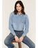 Image #1 - Ariat Women's Alameda Light Wash Long Sleeve Cropped Denim Shirt, Light Wash, hi-res