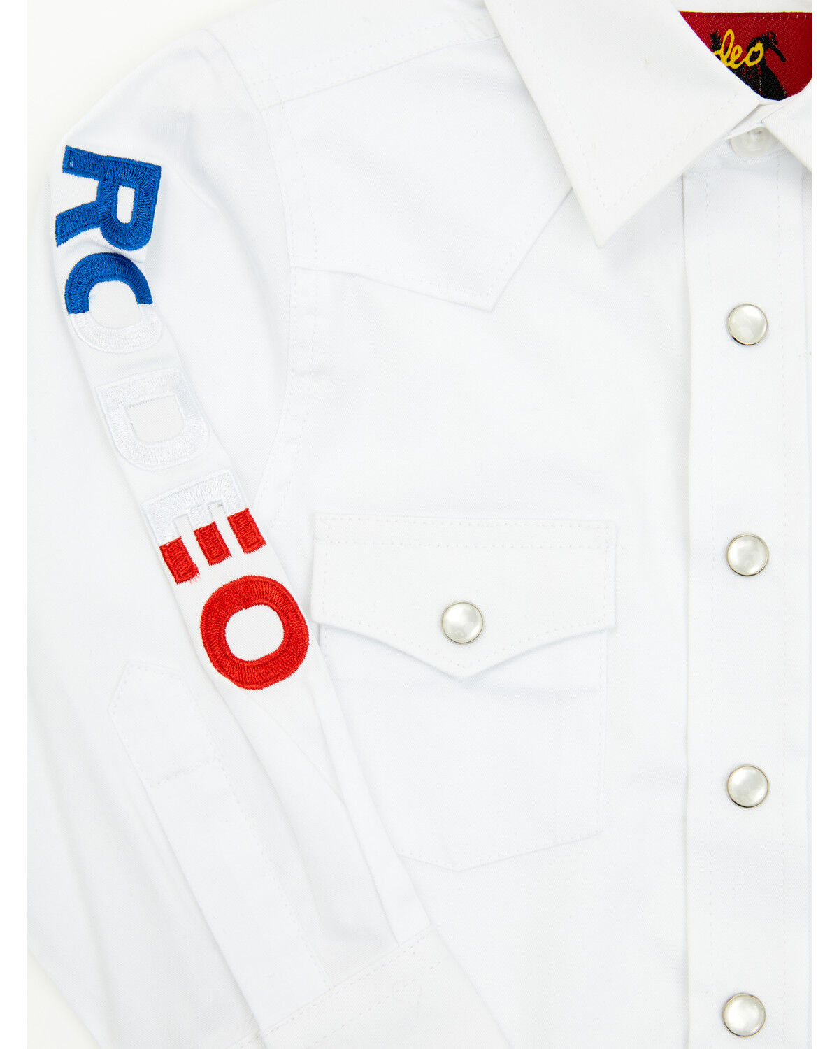 Image #2 - Rodeo Clothing Boys' USA Rodeo Long Sleeve Pearl Snap Western Shirt, White, hi-res