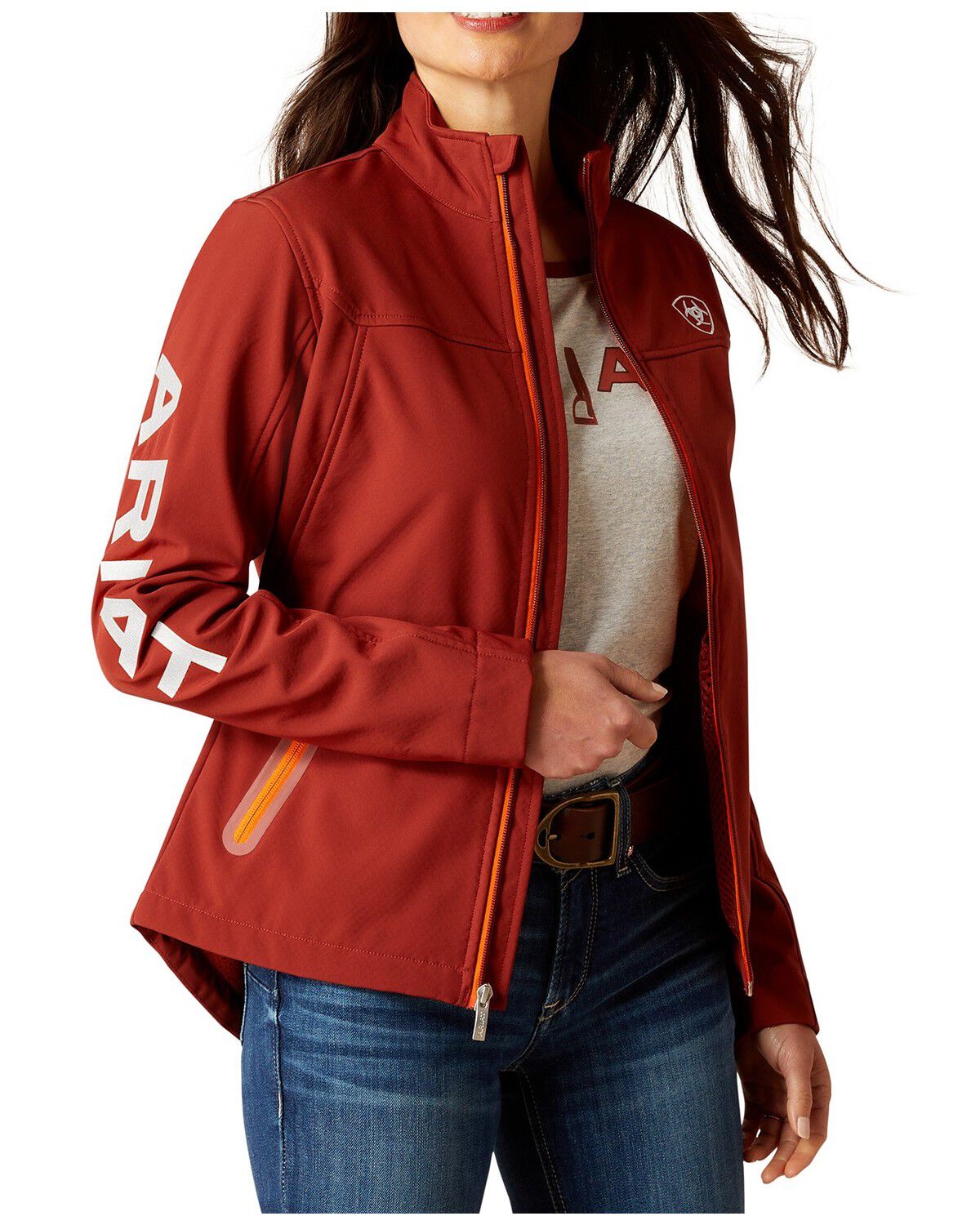 Image #1 - Ariat Women's New Team Softshell Jacket, Red, hi-res