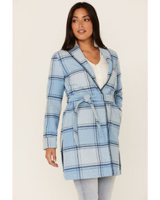 Idyllwind Women's Plaid Stonebriar Blanket Jacket, Blue, hi-res