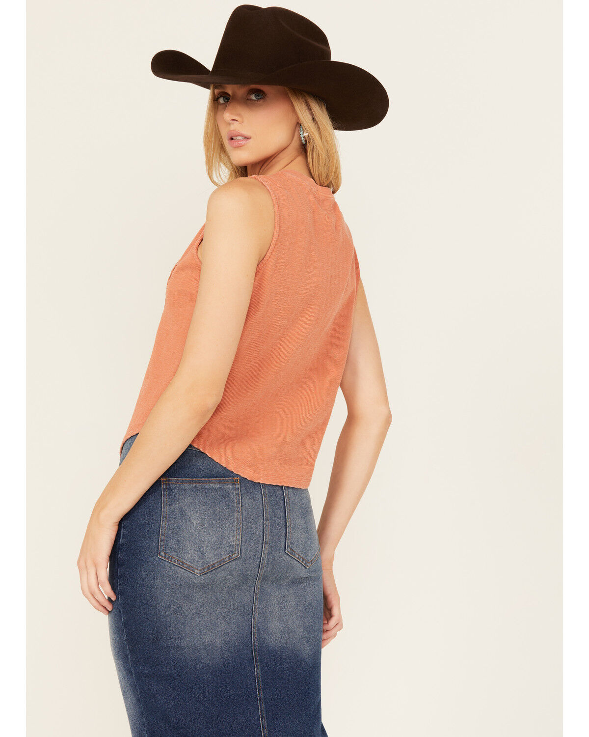 Image #4 - Rock & Roll Denim Women's Sleeveless Embroidered Tank Top, Rust Copper, hi-res