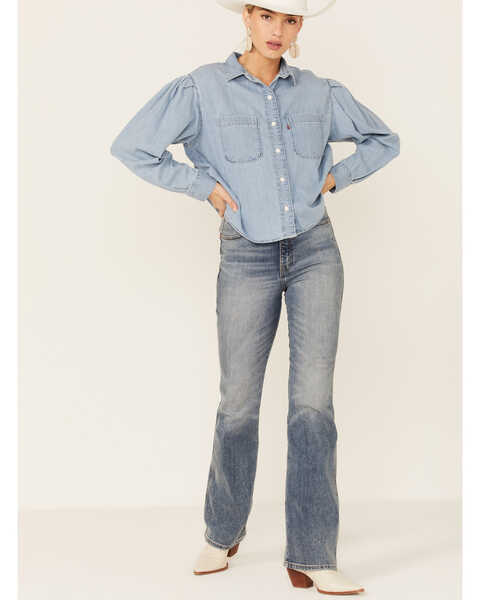 Image #4 - Levis Women's Kinsley Denim Utility Shirt, Light Blue, hi-res