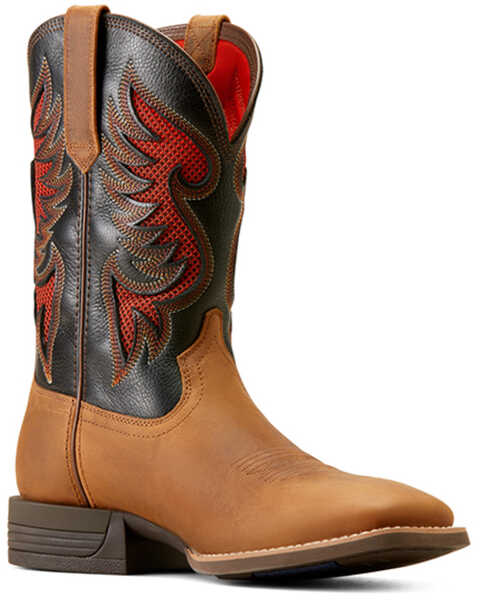 Image #1 - Ariat Men's Cowpuncher VentTek Western Boot - Broad Square Toe , Brown, hi-res