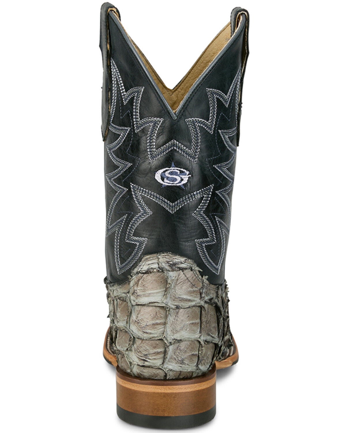 Image #5 - Justin Men's Ocean View Exotic Pirarucu Western Boots - Broad Square Toe, Grey, hi-res
