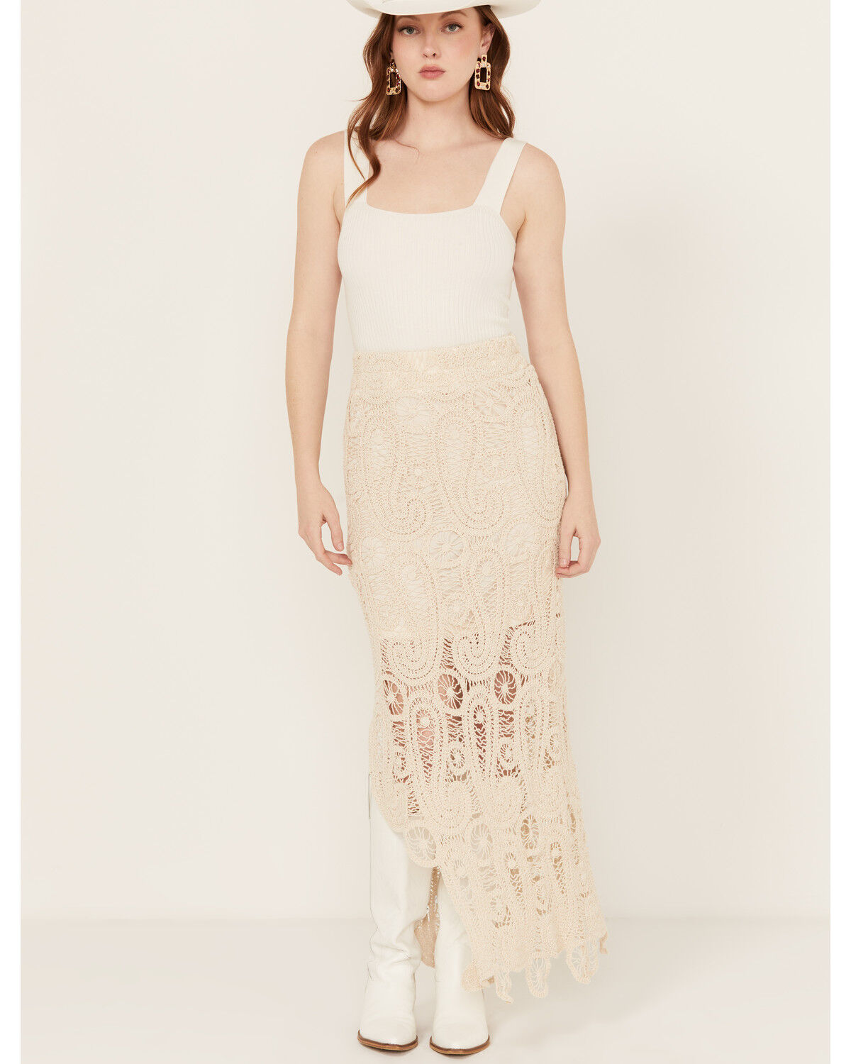 Image #1 - Miss Me Women's Crochet Skirt, Natural, hi-res