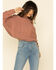 POL Women's Mock Neck Cable Knit Boxy Sweater, Mauve, hi-res