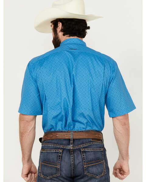 Image #4 - Ariat Men's VentTek Diamond Geo Print Short Sleeve Button-Down Performance Western Shirt , Blue, hi-res