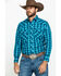 Image #1 - Wrangler Silver Edition Men's Teal Checotah Geo Print Long Sleeve Western Shirt, , hi-res