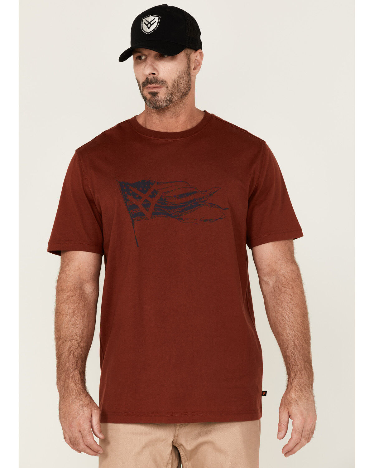 Image #1 - Hawx Men's Flying Flag Graphic Work T-Shirt, Dark Red, hi-res