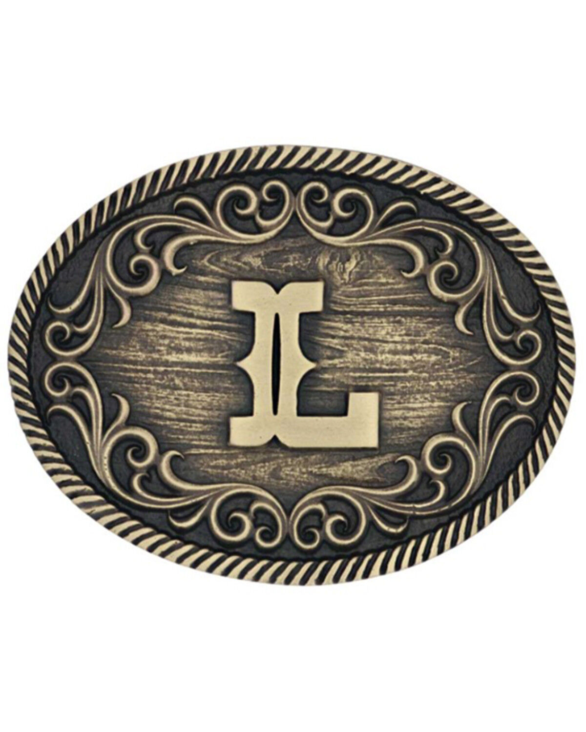 Image #1 - Montana Silversmiths Filigree Initial L Belt Buckle, Bronze, hi-res