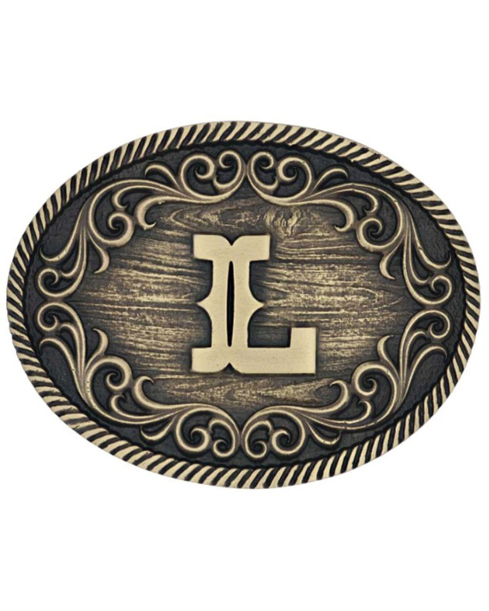 Image #1 - Montana Silversmiths Filigree Initial L Belt Buckle, Bronze, hi-res