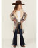 Image #1 - Shyanne Girls' Southwestern Print Fur Trim Cardigan, Slate, hi-res
