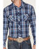 Image #3 - Rock & Roll Denim Men's Medium Plaid Stretch Long Sleeve Pearl Snap Shirt, Blue, hi-res