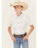 Image #1 - Cody James Boys' Challenger Horseshoe Print Short Sleeve Snap Western Shirt, White, hi-res