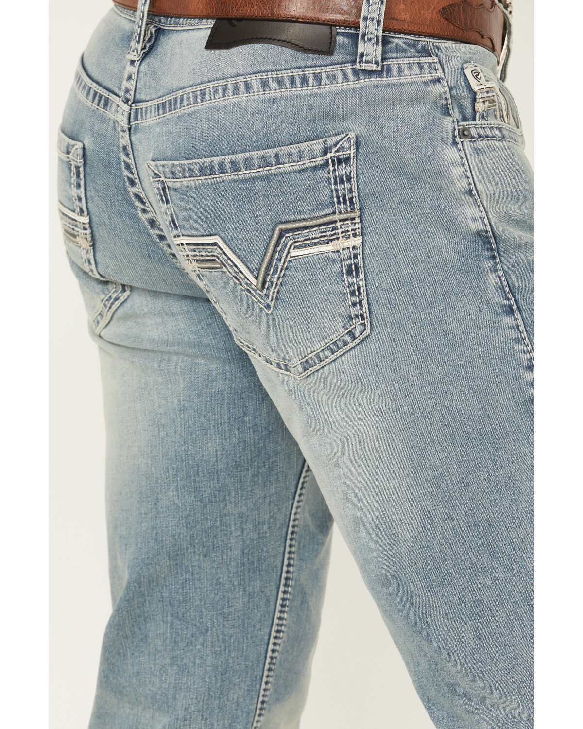 Image #4 - Rock & Roll Denim Men's Pistol Light Wash Straight Leg Denim Jeans, Light Wash, hi-res