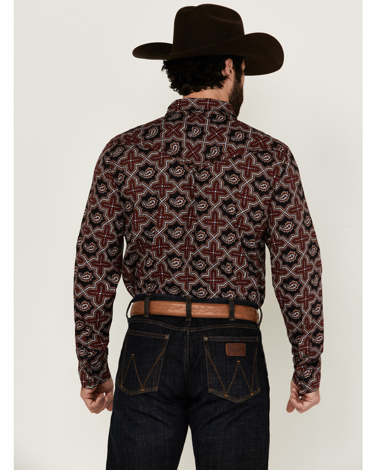 Image #4 - Cody James Men's Daybreak Geo Print Long Sleeve Snap Western Shirt - Tall, Red, hi-res