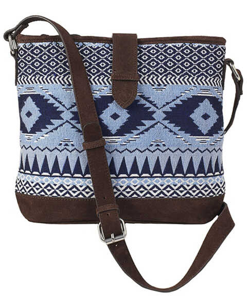 Image #1 - Ariat Women's Madison Concealed Carry Southwestern Print Western Handbag, Blue, hi-res