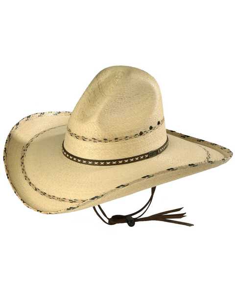 Larry Mahan 30X Pancho Gus Palm Straw Western Hat, Natural, hi-res