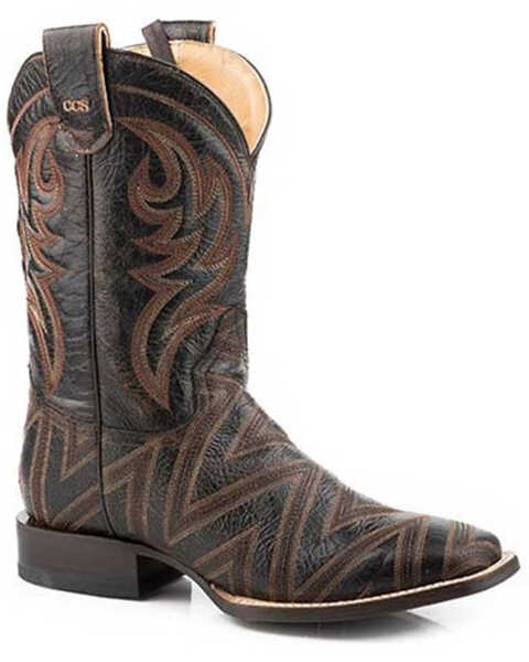 Image #1 - Roper Men's Criss Cross CCS Cracked Brown Performance Leather Western Boots- Square Toe , Brown, hi-res