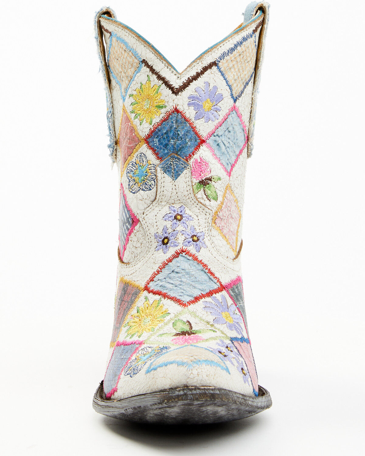 Image #4 - Yippee Ki Yay by Old Gringo Women's Heirloom Short Embroidered Patchwork Booties - Round Toe, White, hi-res