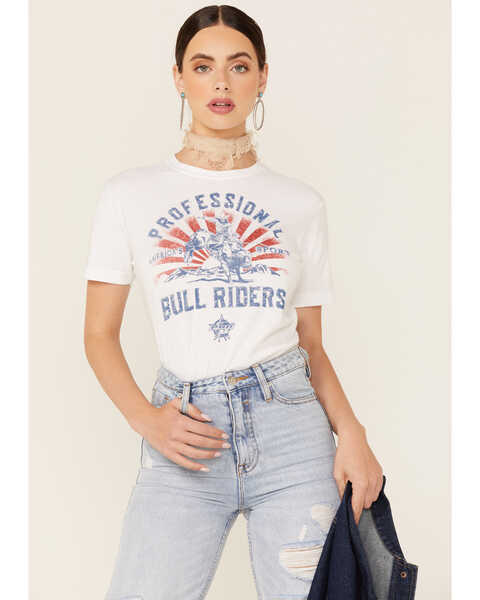 Image #1 - Changes Women's Professional Bull Riders Short Sleeve Graphic Tee - White, White, hi-res