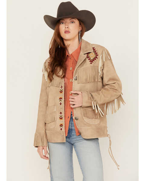 Image #1 - Double D Ranch Women's Ennis Fringe Jacket , Taupe, hi-res