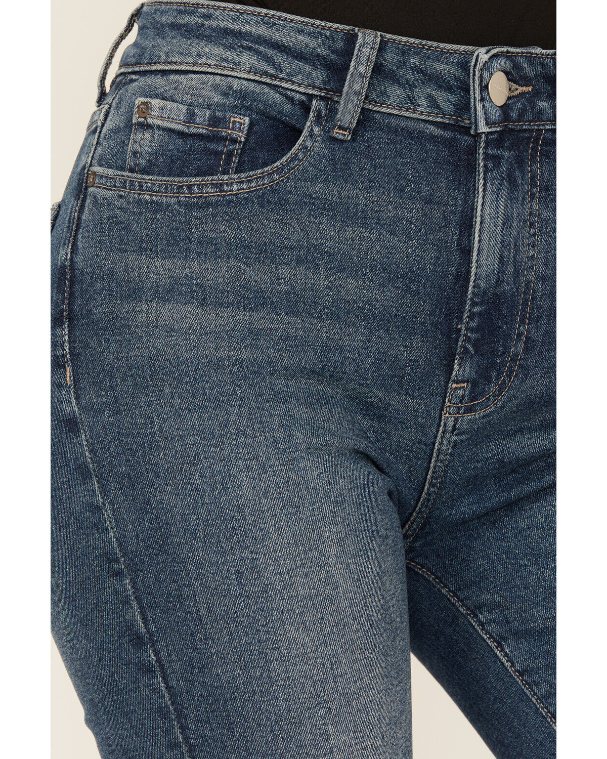 Image #2 - Warp + Weft Women's Mia Dark Wash High Rise Flare Stretch Denim Jeans, Dark Wash, hi-res