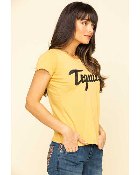 Image #3 - Bandit Brand Women's Mustard Tequila Graphic Short Sleeve Tee , Dark Yellow, hi-res