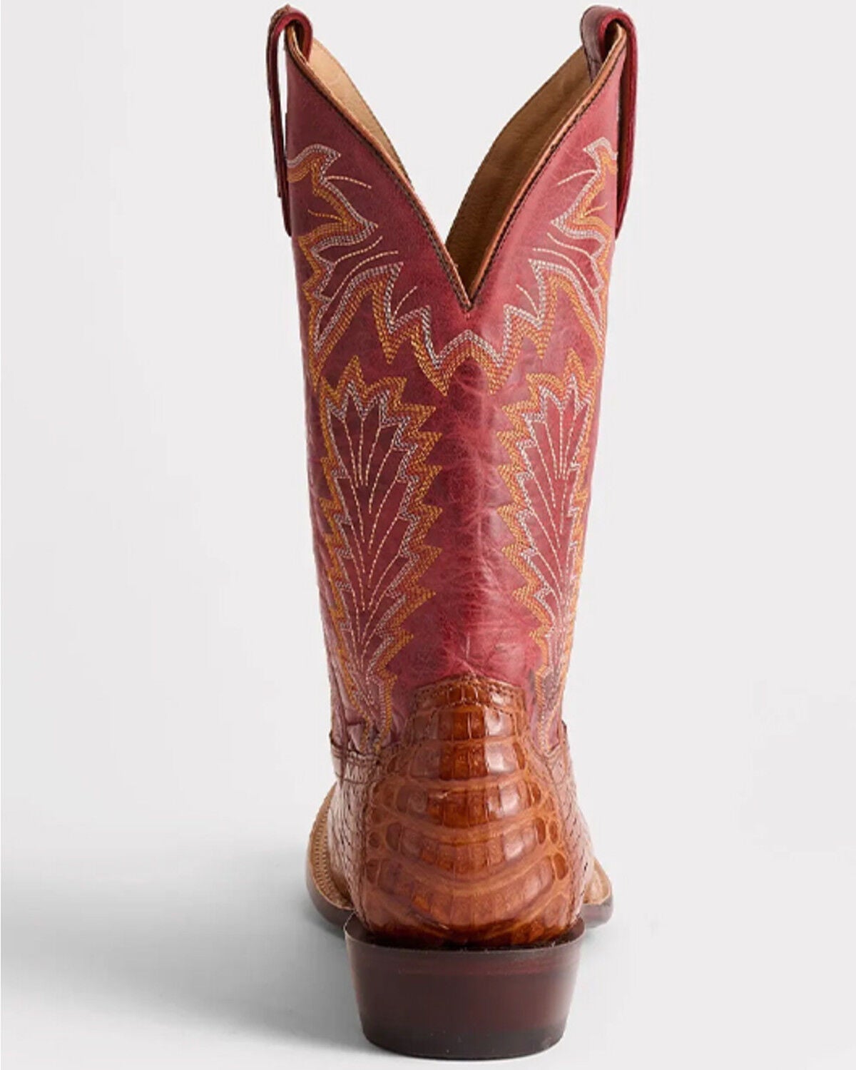 Image #4 - Lucchese Men's Wyatt Exotic Caiman Belly Western Boots - Broad Square Toe, Sienna, hi-res