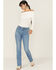 Image #1 - Shyanne Women's Georgia Medium Wash High Rise Skinny Bootcut Stretch Denim Jeans, Medium Wash, hi-res