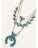 Image #2 - Shyanne Women's Autumn Sunset Turquoise Stone Multi Layer Squash Blossom Necklace, Silver, hi-res
