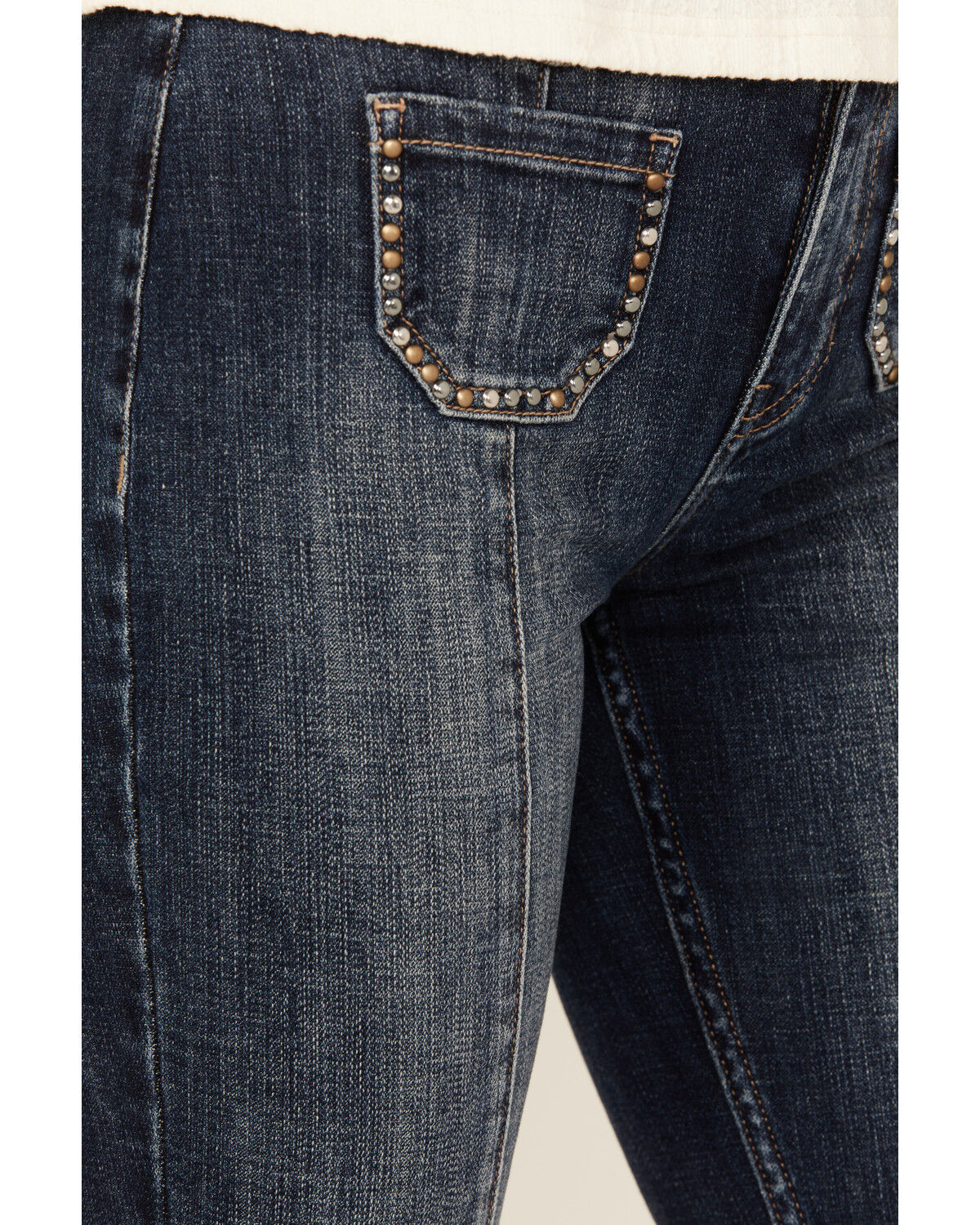 Image #2 - Idyllwind Women's Hadley Dark Wash High Rise Embellished Flare Stretch Denim Jeans, Dark Wash, hi-res