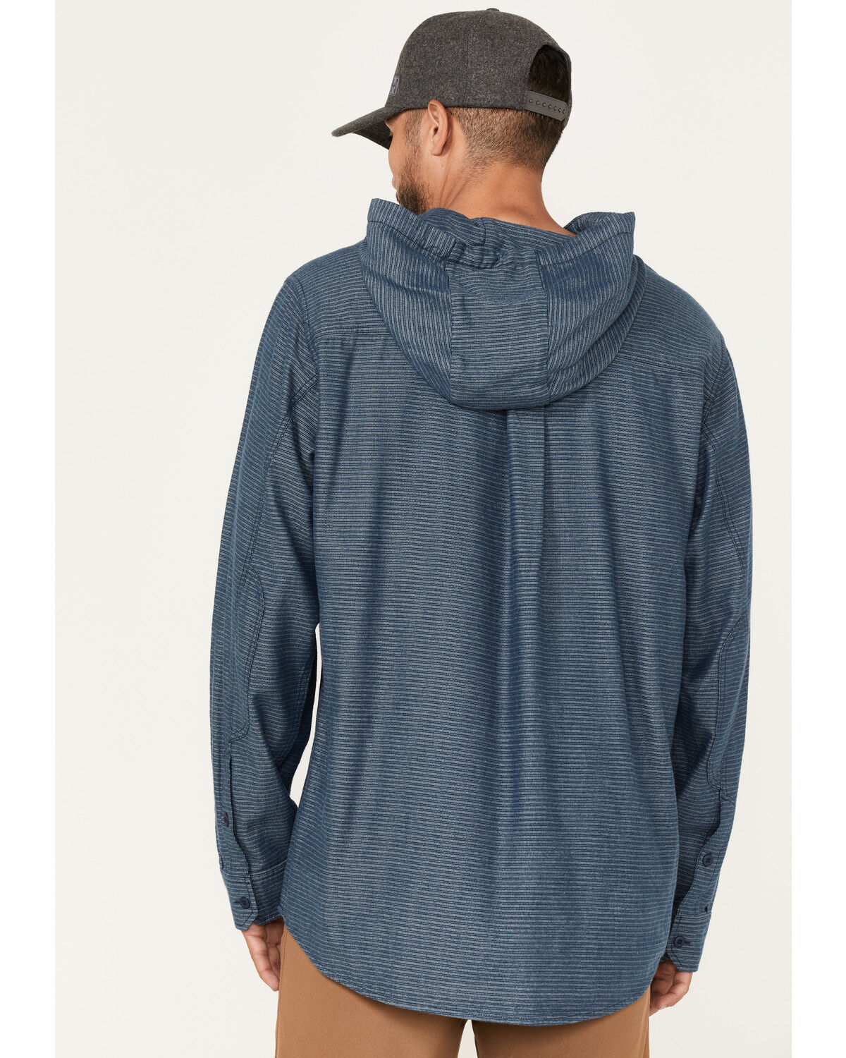 Image #4 - Brothers and Sons Men's Striped Pullover Hooded Long Sleeve Western Flannel Shirt, Blue, hi-res