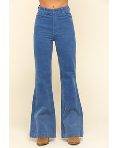 Rolla's Women's French Blue Corduroy Flare Jeans  , Blue, hi-res