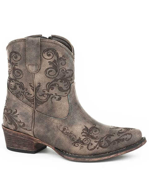 Roper Women's Vintage Faux Leather Western Boots - Snip Toe, Brown, hi-res