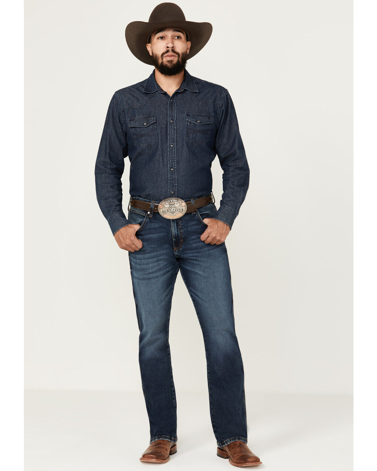Image #1 - Wrangler Retro Men's Elwick Dark Wash Slim Bootcut Stretch Denim Jeans - Tall, Dark Wash, hi-res
