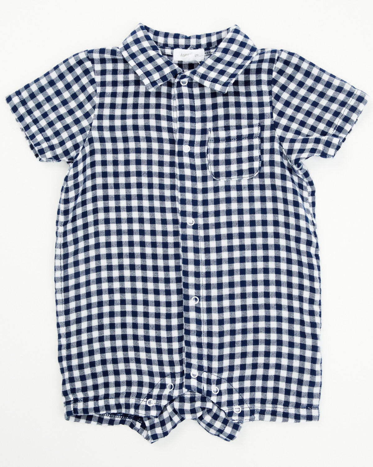 Angel Dear Infant Boys' Gingham Short Sleeve Snap Onesie, Blue, hi-res