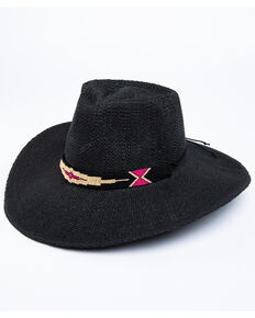 Nikki Beach Women's Eros Toyo Rancher Straw Hat , Black, hi-res