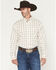 Image #1 - George Strait by Wrangler Men's Plaid Print Long Sleeve Button-Down Stretch Western Shirt - Tall, Cream, hi-res