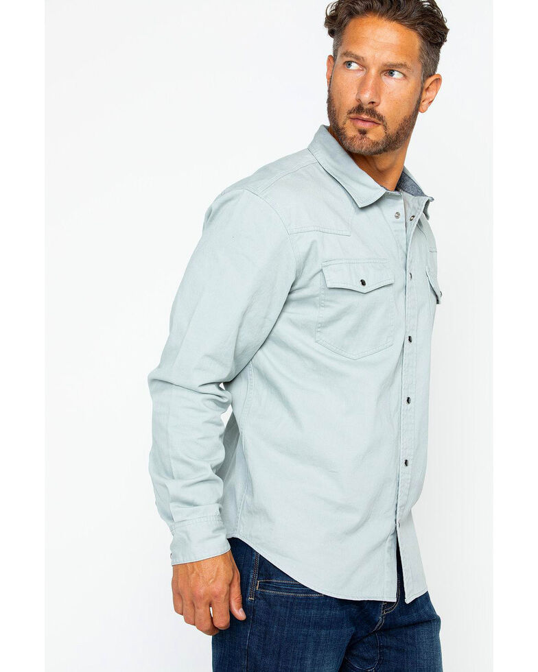 Hawx Men's Twill Snap Long Sleeve Western Work Shirt - Tall , Grey, hi-res
