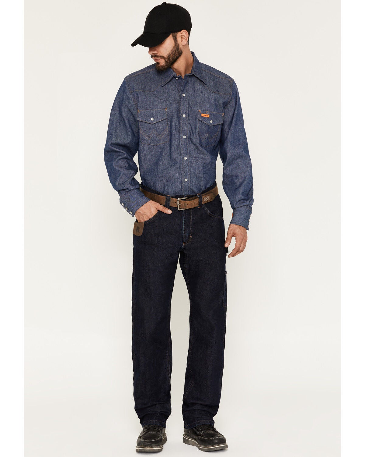 Image #1 - Wrangler RIGGS Men's Relaxed Fit Stretch Carpenter Work Jeans, Dark Wash, hi-res