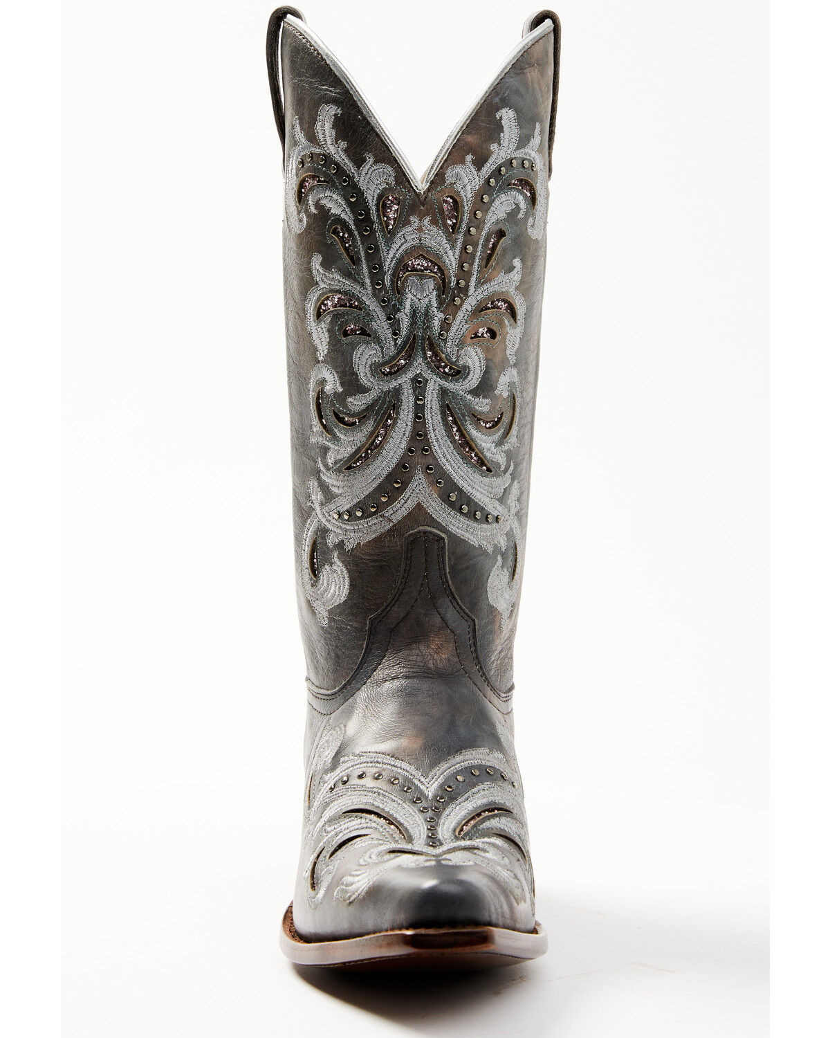Image #4 - Shyanne Women's Iona Floral Studded Western Boots - Snip Toe, Grey, hi-res