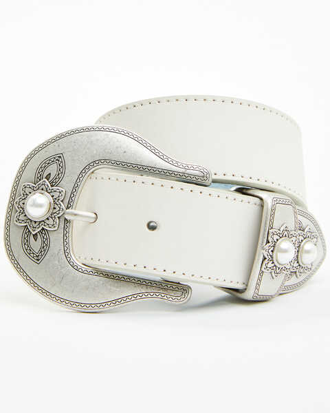 Shyanne Women's Pearl Bridal Belt , White, hi-res