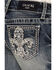 Image #2 - Grace In LA Girls' Dark Wash Fleur De Lis Bootcut Stretch Denim Jeans, Blue, hi-res
