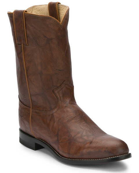 Justin Men's Classics Deerlite Roper Western Boots - Round Toe, Chestnut, hi-res