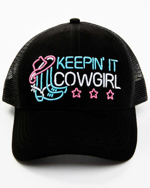 Idyllwind Women's Black Keepin' It Cowgirl Neon Baseball Cap, Black, hi-res