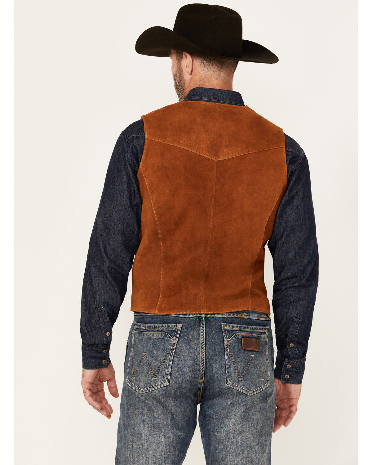 Image #4 - Cripple Creek Men's Solid Suede Vest, Camel, hi-res