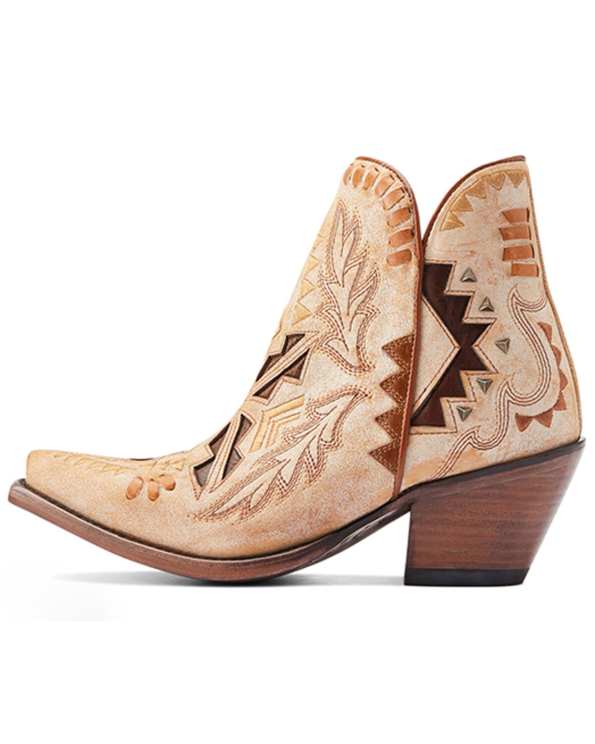 Image #2 - Ariat Women's Mesa Inlay Western Booties - Snip Toe, Beige, hi-res