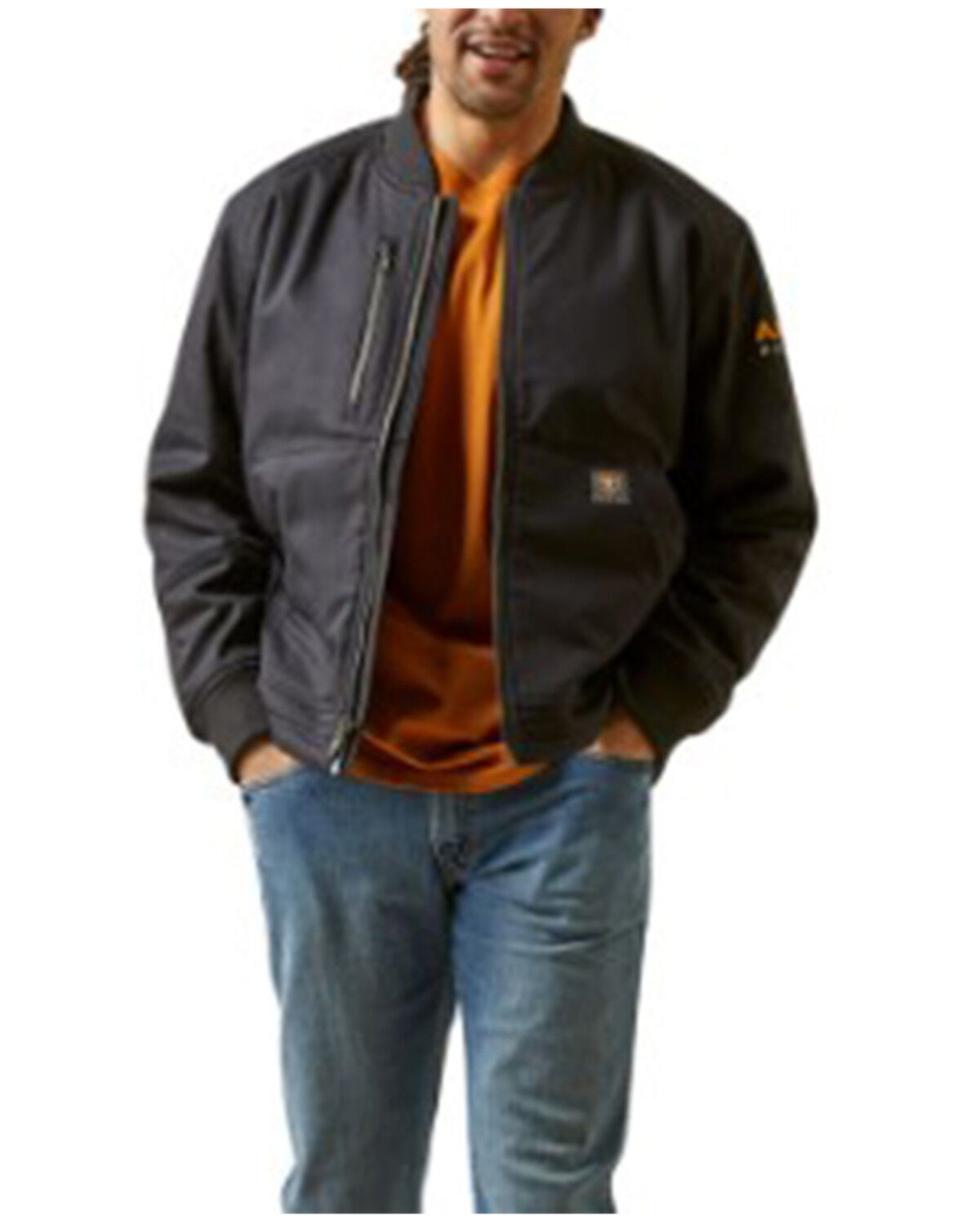 Image #1 - Ariat Men's Rebar DuraCanvas™ Bomber Jacket, Black, hi-res